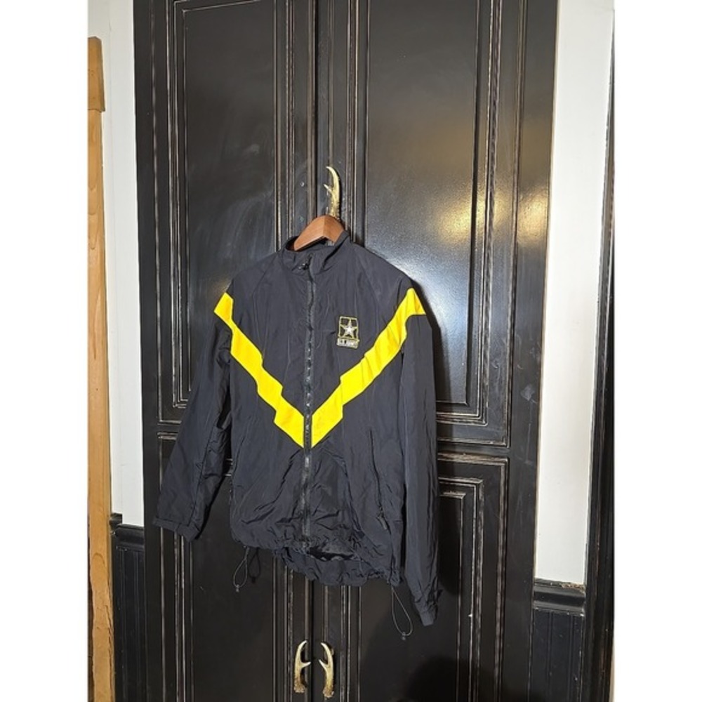 U.S. Army APFU Physical Fitness Training Jacket Black‎ & Gold Medium-Long